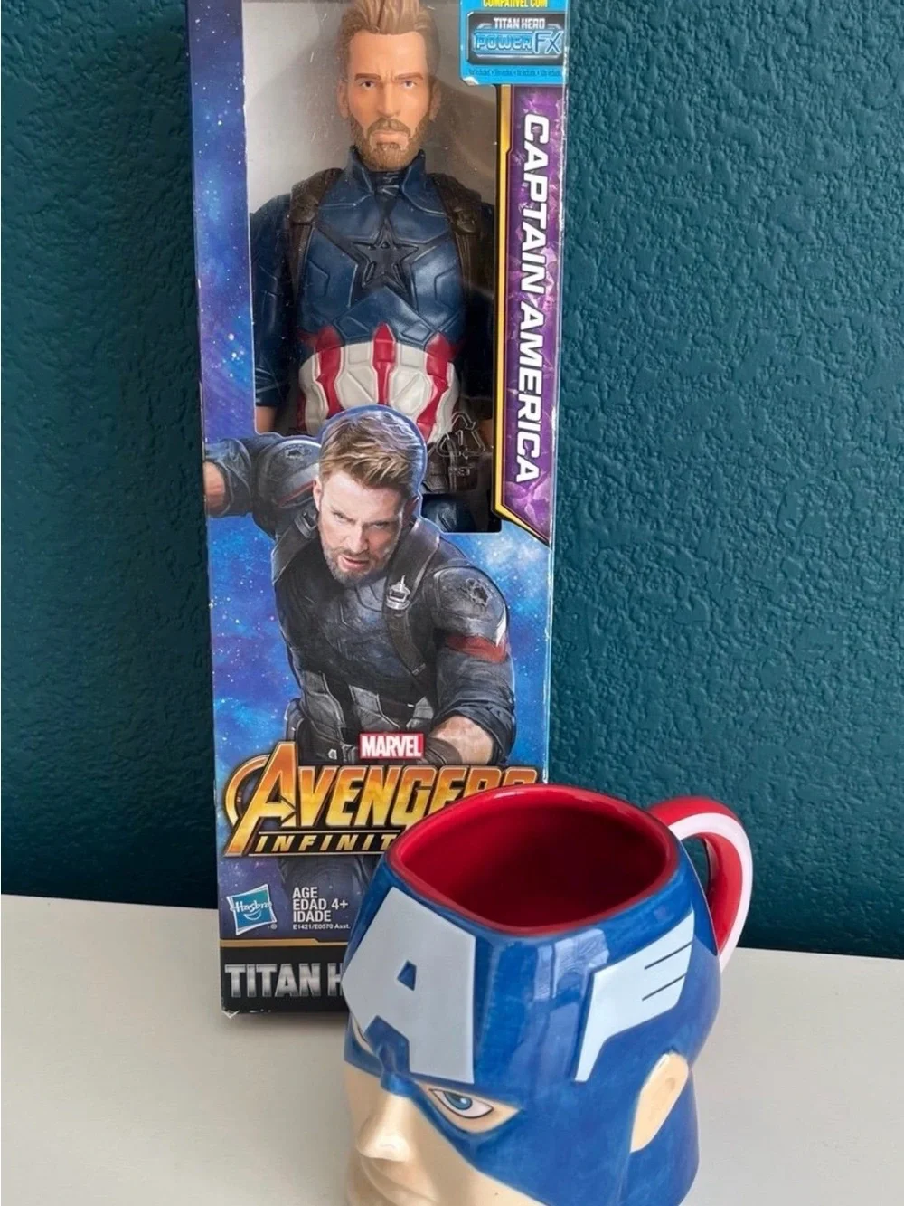 Marvel Avengers Infinity War Captain America action figure and Mug